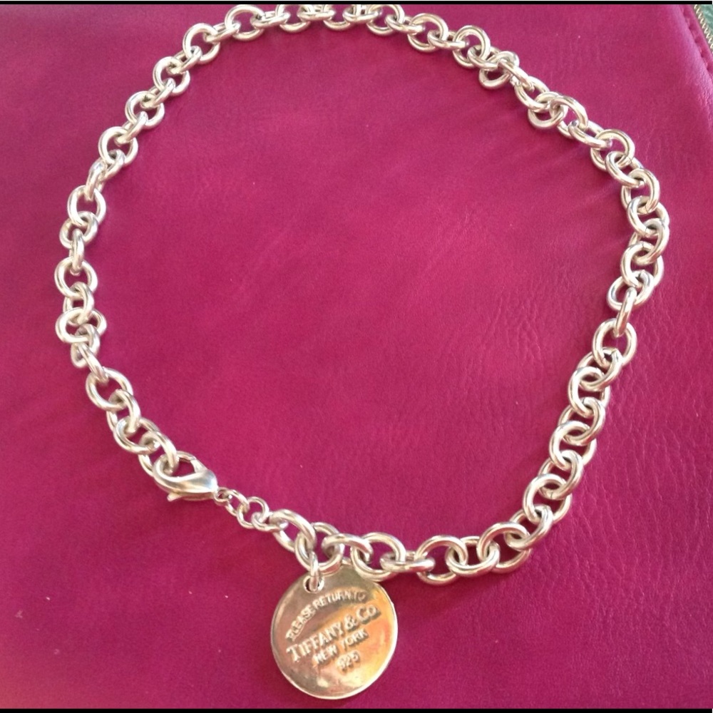 Sterling Silver Tiffany Round Tag Necklace